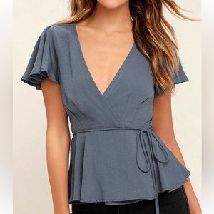 Lulus Blue Wrap Top
